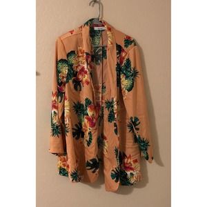 JustFab Floral Belted Blazer